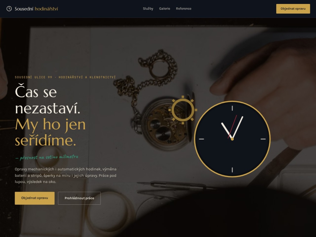 Náhled webu Sousední hodinářství