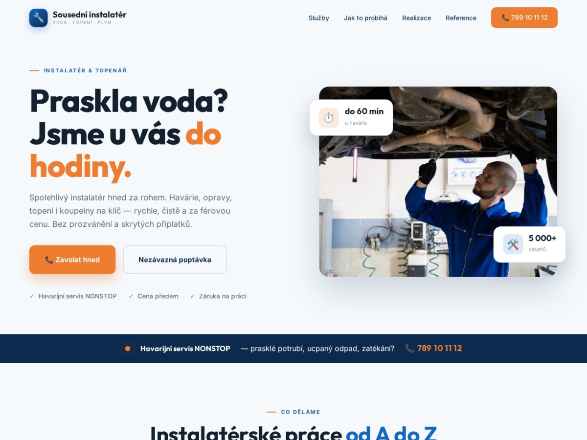 Náhled webu Sousední instalatér