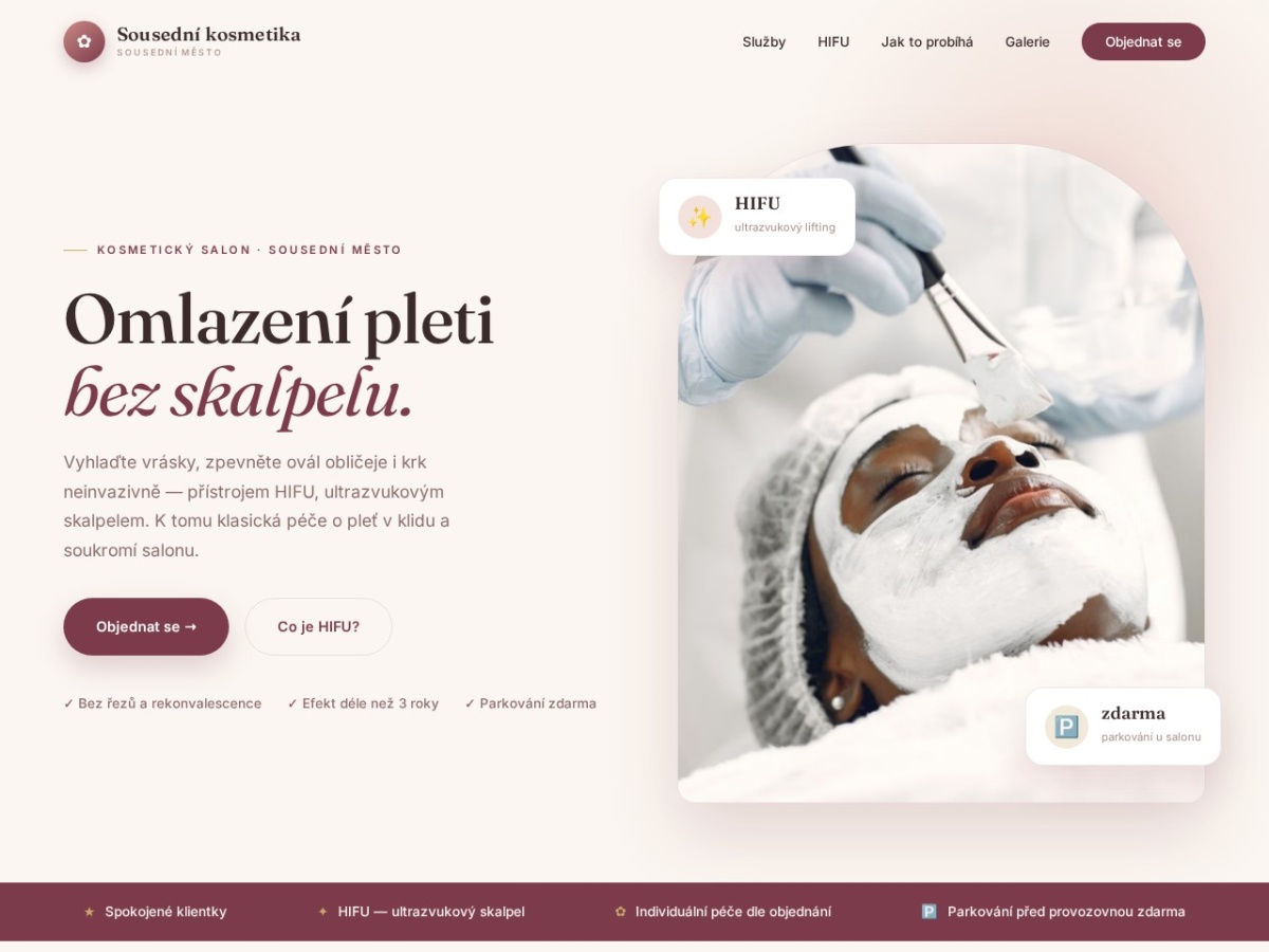 Náhled webu Sousední kosmetika