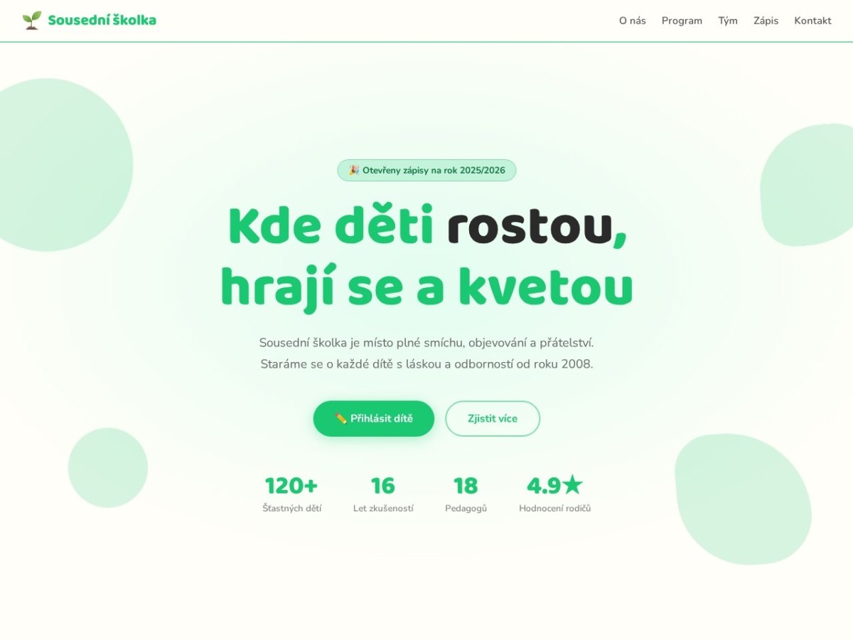 Náhled webu Sousední školka v.2
