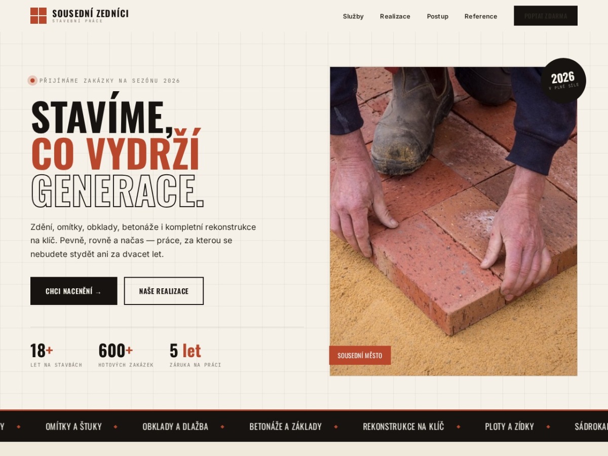 Náhled webu Sousední zedníci
